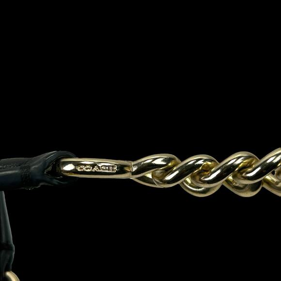 Coach Lexy Lexi Bag Purse F22210 Black Pebbled Leather Gold Tone Chain Handles - Picture 4 of 16